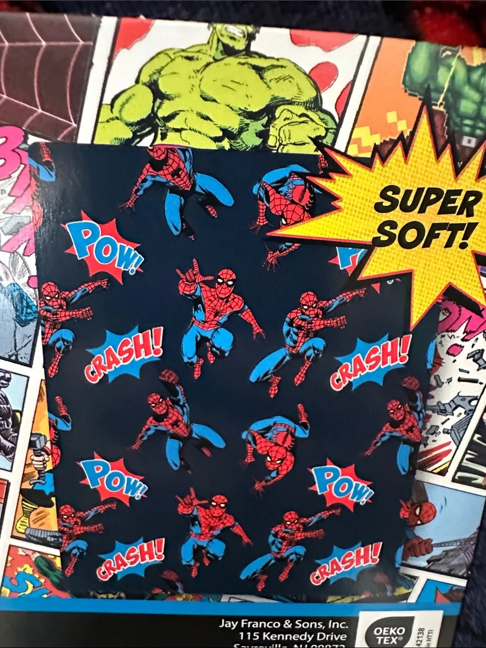 Marvel Spider-Man Plush Throw - Navy, Red & Light Blue